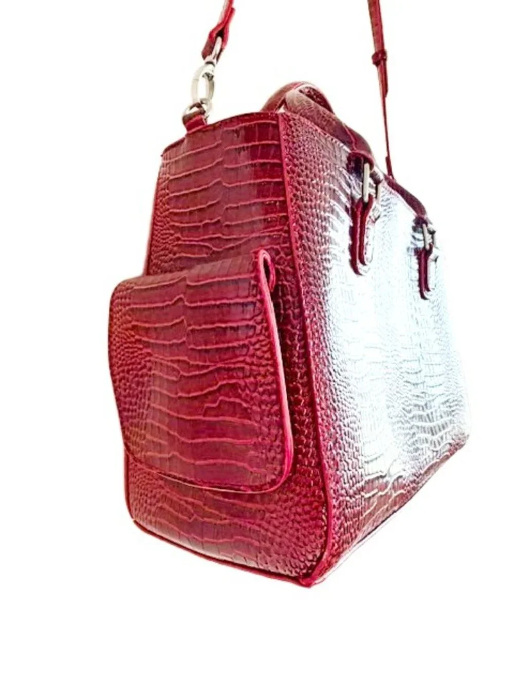 Primeware Burgundy Faux Croc Insulated Wine Dispenser Tote sans bladder